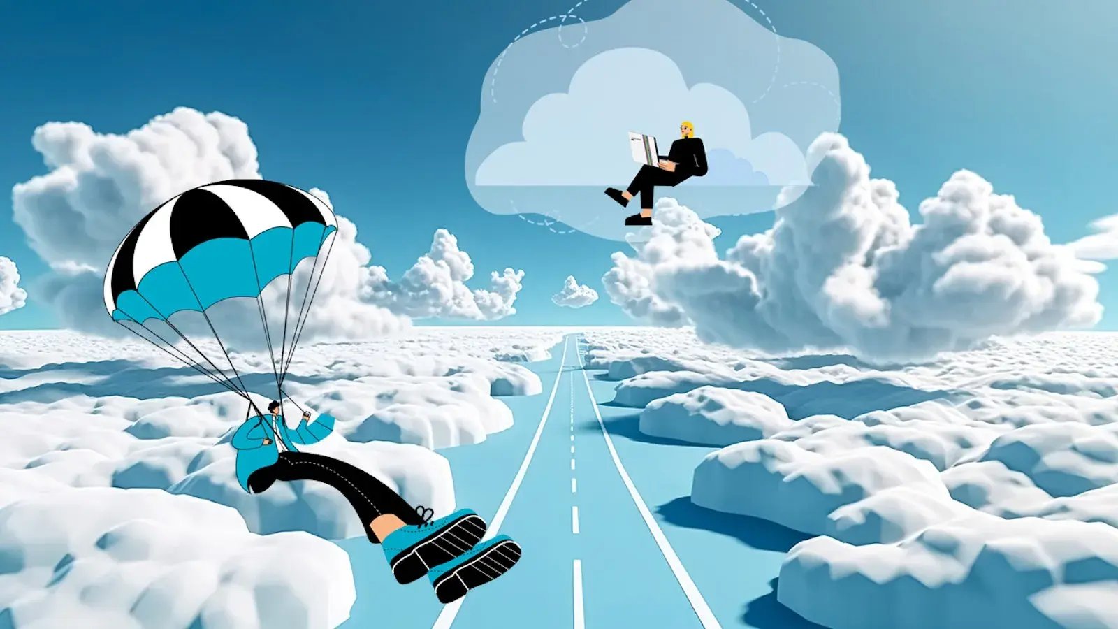 Op weg naar de cloud illustratie.