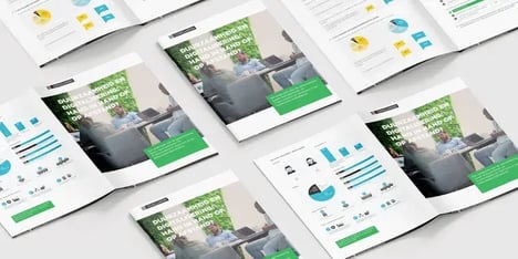 afbeelding met verschillende mock ups van het onderzoeksrapport duurzaamheid