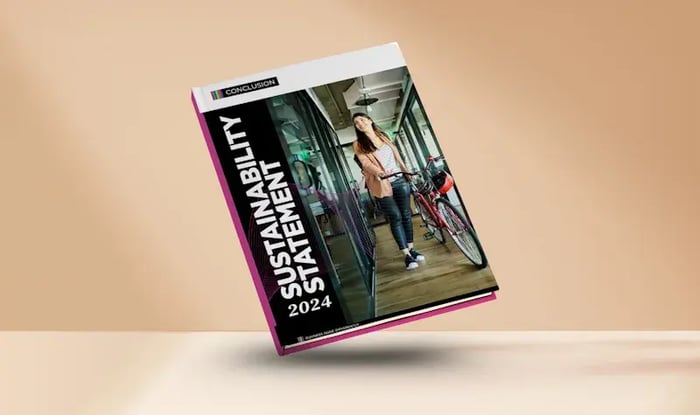 Illustration of a hard cover book from Sustainability statement 2024