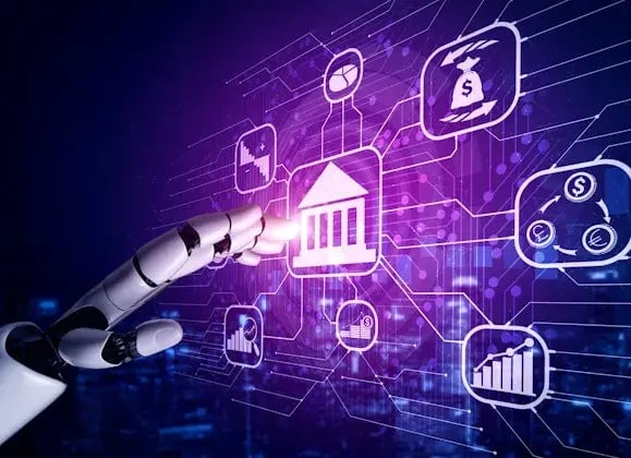 Robot hand gebruikt een scherm