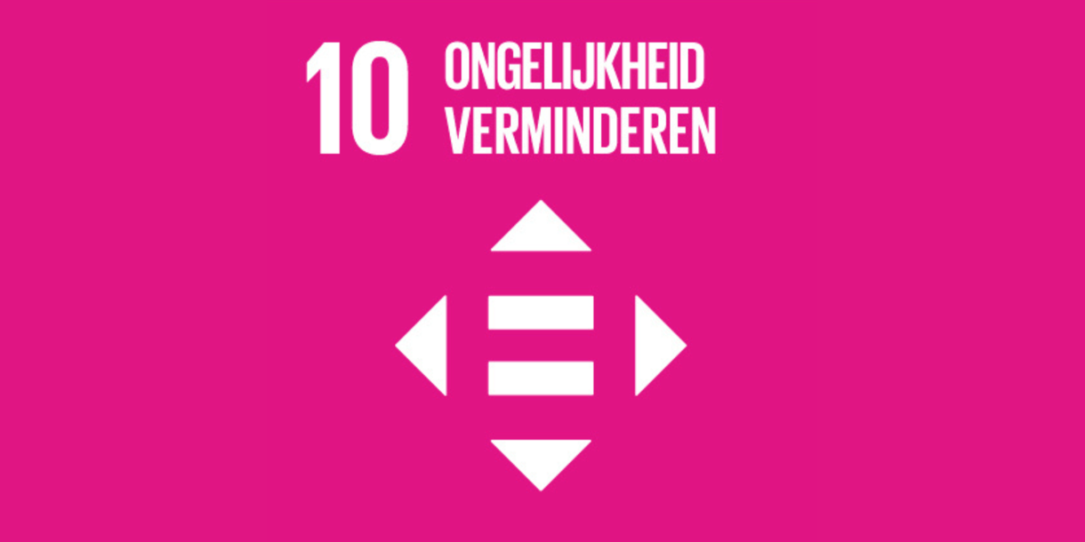 Alt-tekst: pictogram van SDG 10 met de tekst ongelijkheid verminderen