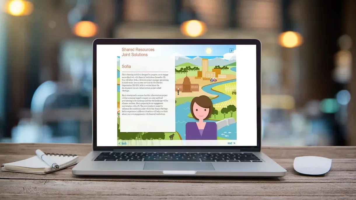 Een laptop laat een illustratie zien