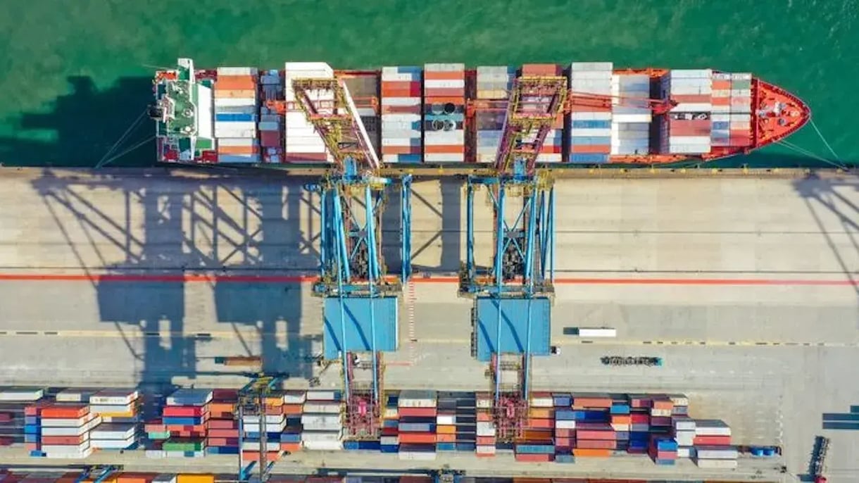 Een top-view van een schip