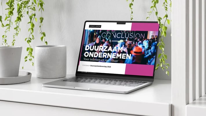 Laptop laat Conclusion duurzaam pagina zien