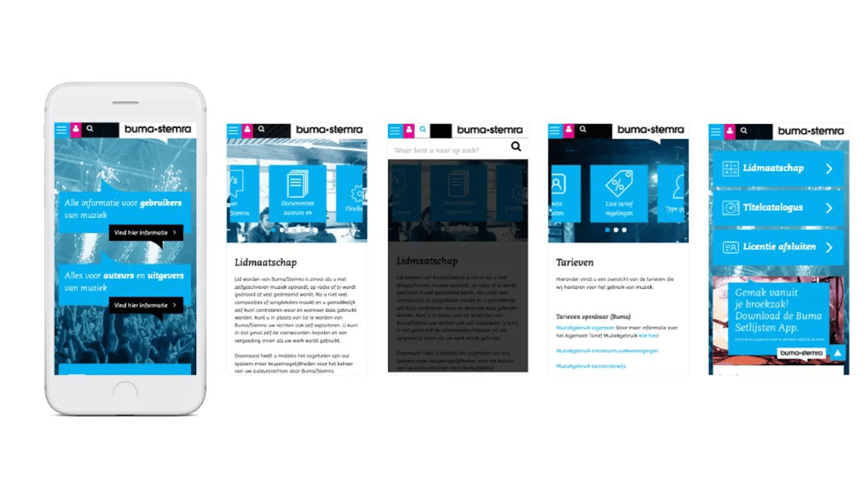 Screenshots Buma website