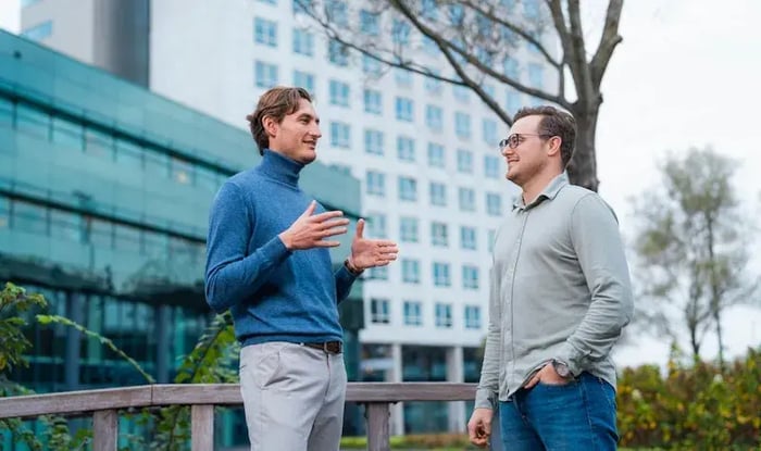 Two men outside having a chat