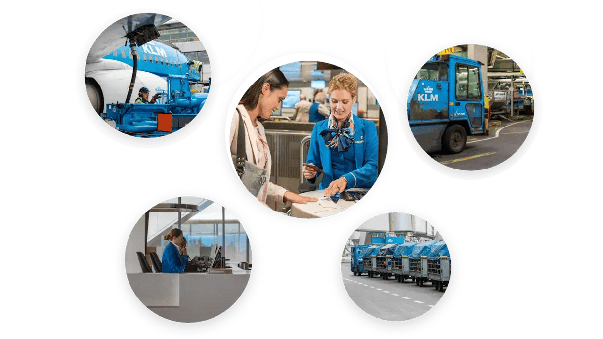 Verschillende afbeeldingen van KLM werkers