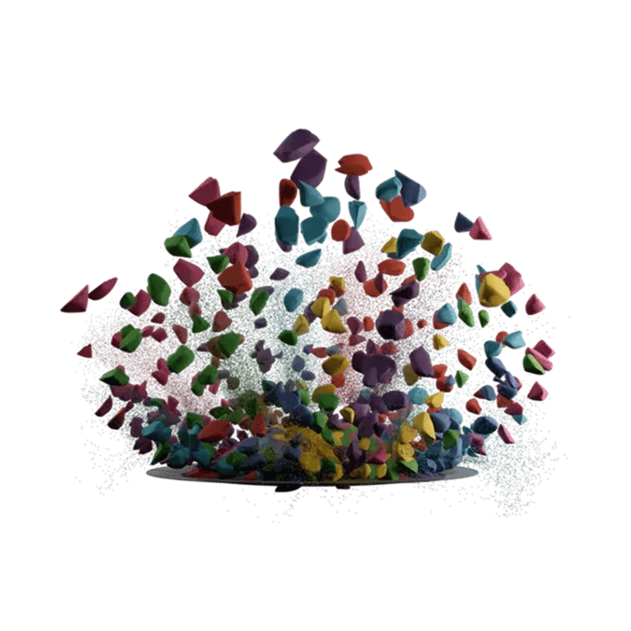 uit elkaar spattend zand met regenboog kleuren