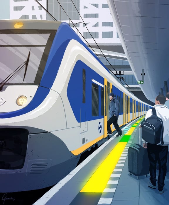 reiziger stapt in trein