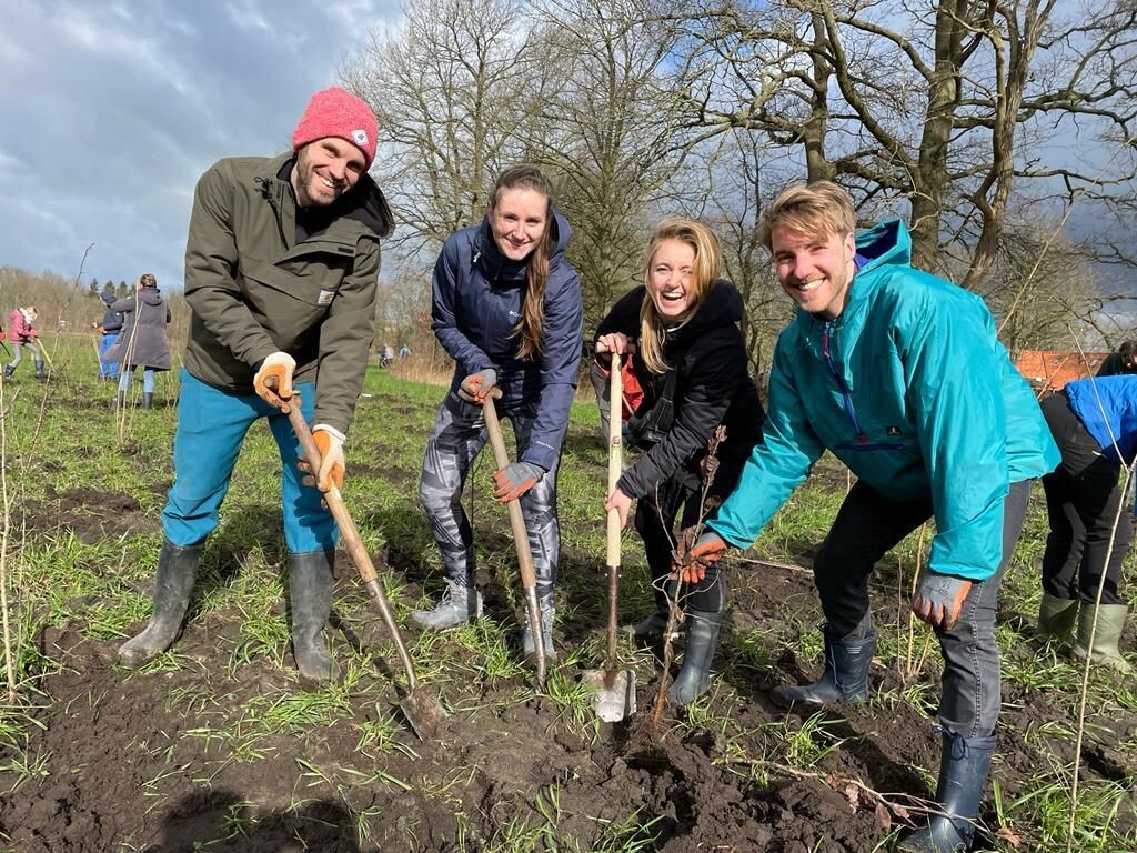 Mensen die bomen planten.