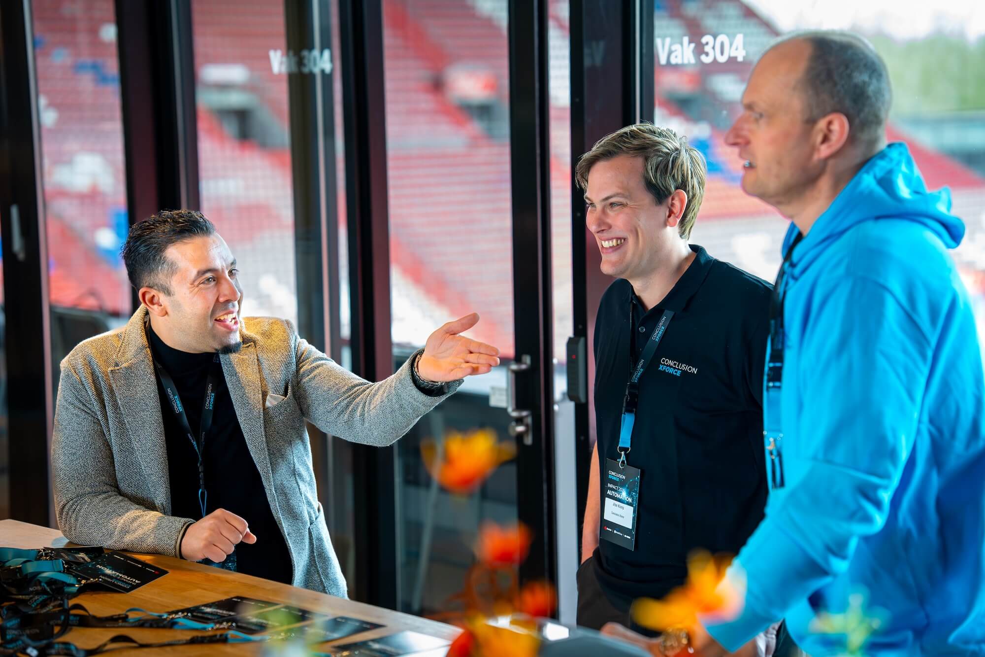 Colleagues are having a fun conversation.