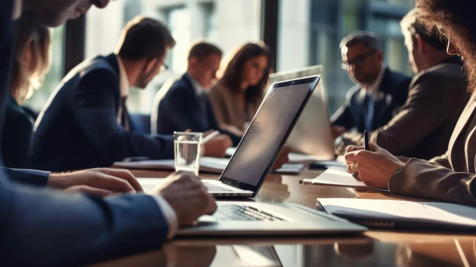 People working behind their laptops.